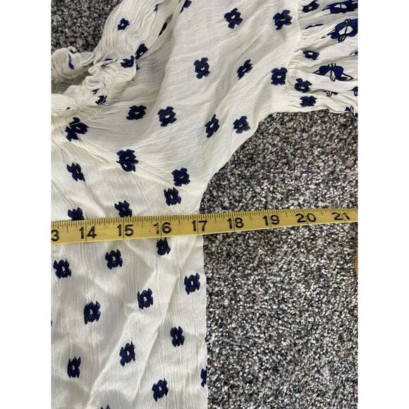 Anthropologie RAGA romper NWT Size S Blue And White Pom Pom Boho Off Shoulders - Picture 5 of 6